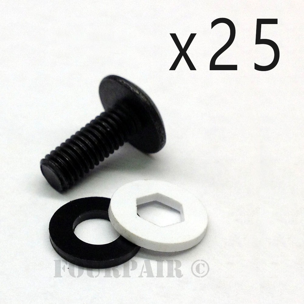 10-32 Thread x 1/2″ DJ Audio Rack Mount Screws Bolts Black Washer – 25 Pack Lot