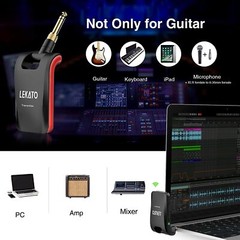 2.4G Wireless Guitar System 6 Channel Transmitter Receiver 1/4″ 1/8″ Plug 100FT