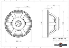 B&C 18TBX100-4 4-Ohm 18″ Subwoofer 2400 Watts Low Frequency 35 – 1000 Hz SUB.