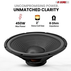 5Core 15″ Subwoofer Speaker 450W MAX 8Ohm Replacement Audio PA DJ Sub Woofer