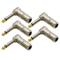 5 PACK LOT 1/4 TS RIGHT ANGLE MONO PHONE PLUG CORD CONNECTOR 6.3MM CABLE JACK