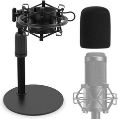 Audio Technica Mic Stand with Shock Mount Foam Table AT2020 Black