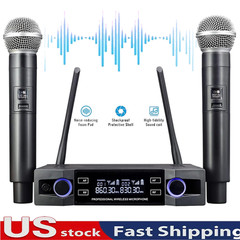 Cordless 2 Channel UHF Wireless Dual Microphone Professional Handheld Mic System