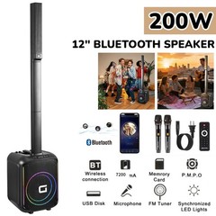 Powered Portable Column Array PA System 3 Tweeter Column Speaker &12“ Subwoofer