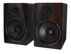 Pair Rockville APM8D 8″ 500W Active/Powered Dark Wood Studio Monitor Speakers