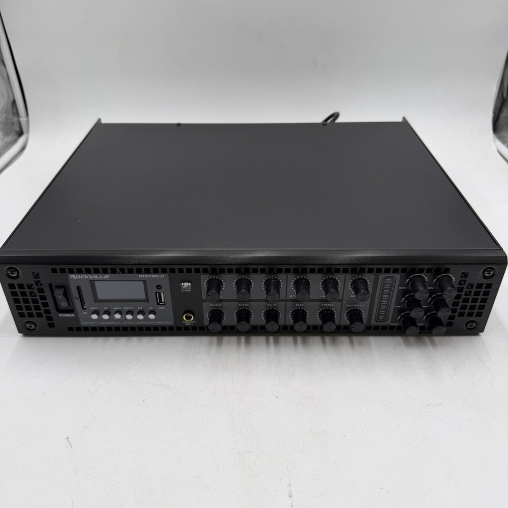 Rockville RCS180-6 180 Watt 6 Zone 70v Commercial/Restaurant Amplifier/Bluetooth
