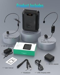 30W Voice Amplifier with Wireless Microphone, IPX6 Waterproof Amplifier Wirel…