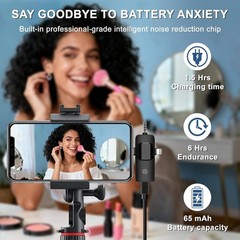 Wireless Microphone 3 in 1 Mini Mic for iPhone/Android, LED Display Lavalier Mic