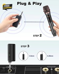 Wireless Microphones, Metal Dynamic Microphone System with Rechargeable