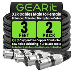 2-Pack 3ft XLR Cable: High-Speed Shielded Mic Cable for Reliable Connections