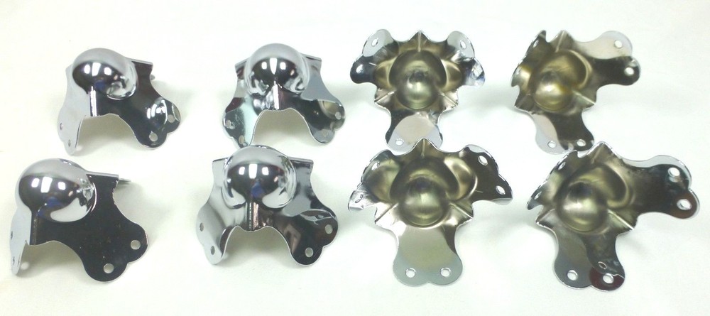 Eight (8) New Medium Long Leg Ball Corners – Chromed.