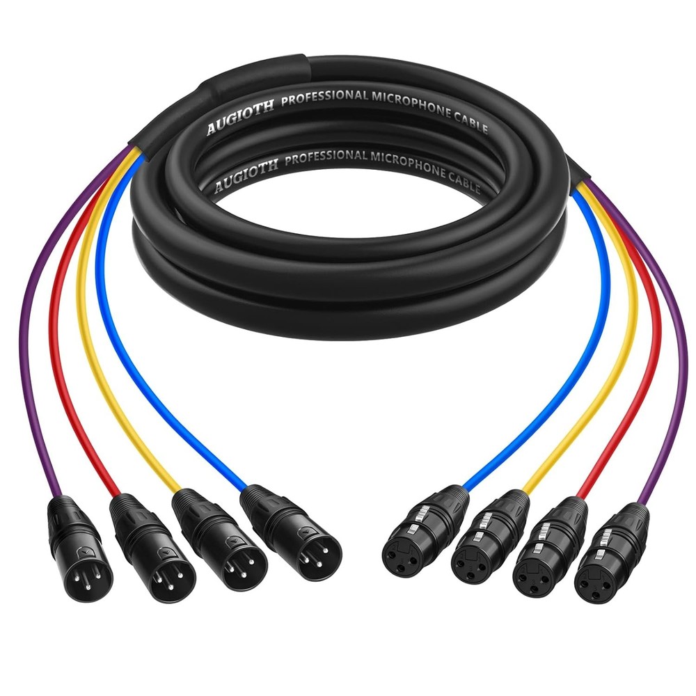 4 Channel XLR Snake Cable 10FT Color Coded Male to Female Microphone Cord