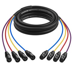 4 Channel XLR Snake Cable 10FT Color Coded Male to Female Microphone Cord