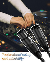 Short XLR Cables 2Ft 2 Pack, XLR Microphone Cable Balanced Shielded Nylon Braide