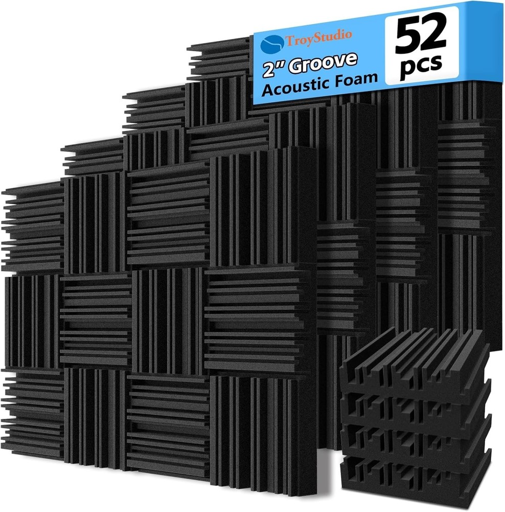 Acoustic Foam Panels 12×12 Inches Thick Sound Absorbing Tiles Pack of 52 Studio