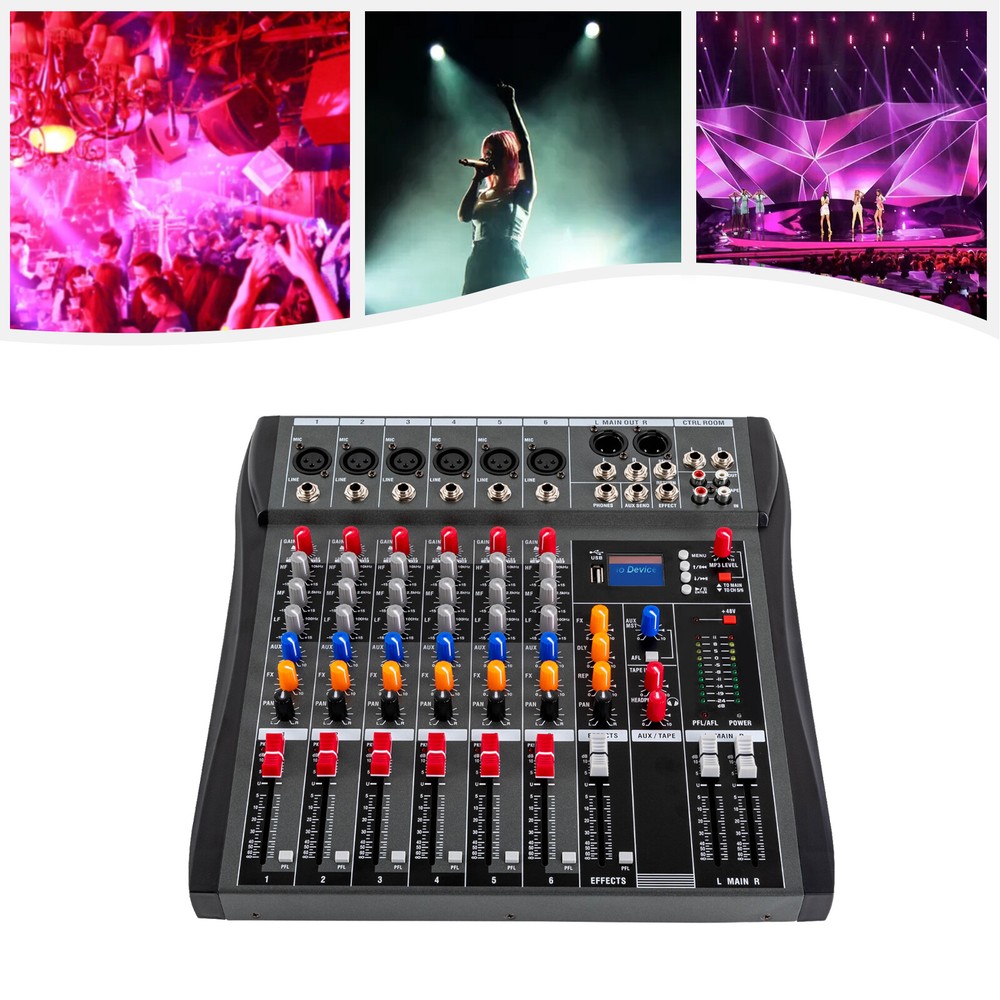 6-Channel Studio Audio Mixer Digital Music Bluetooth USB Sound Mixer Sound Board