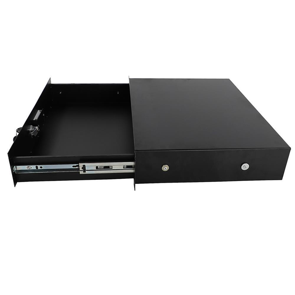 19 Inch Rack Mount 2U Steel Plate DJ Drawer Cabinet Lock With With key Black