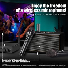 Wireless Microphones Karaoke Singing Rechargeable Dual-Channel Receiver 240ft