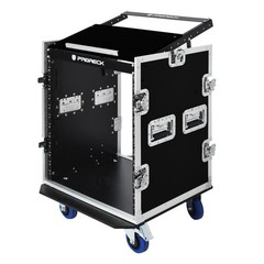 PRORECK 14U DJ Rack Mount Road Case Rolling Audio Workstation Slant Mixer Top
