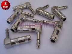 8 Pack 1/4″ 6.3mm Heavy Duty Right Angle TRS Stereo Audio Plug Jack Connector v2