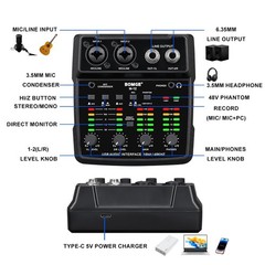M12 USB Audio Interface, 2-Channel Mixer, XLR/3.5mm Input, 48V Power Supply, …