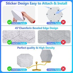 18-Pack Hexagon Acoustic Soundproof Wall Panels – Easy-to-Install, Eco-Friend…