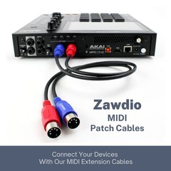 ZAWDIO MIDI Patch Cable Set of 2-5-Pin DIN Male to Male 18″ Extension Adapter…