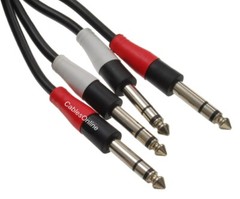 25ft Dual 1/4″ Stereo TRS Male to Male Shielded Instrument Pro Audio Cable