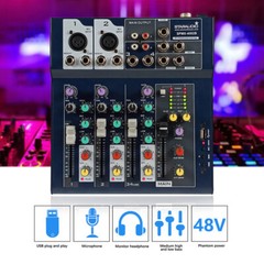 4CH Professional Audio Mixer Sound System 16 DSP Bluetooth USB Mixing for Stage