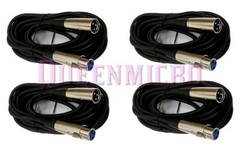 4 Pack 15FT XLR 3Pin Male to Female Mic Microphone Audio Shielded Cord Cable Lot