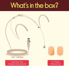 Pyle Pro Dual Over-Ear Headset Microphone Omni-Directional 4-Pin Beige