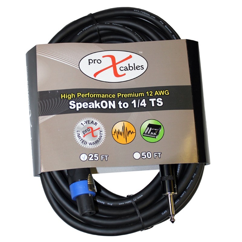 100ft SPEAKON TO 1/4″ TS PERFORMANCE PREMIUM 12 GAUGE DJ AUDIO PA CABLE XC-SQ100