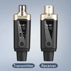 Black Wireless Microphone System XLR Converter Adapter UHF Automatic Transmitter