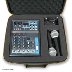 USA GEAR Hard Shell Mixer Case Compatible with Pyle Mixer, Microphones, and More
