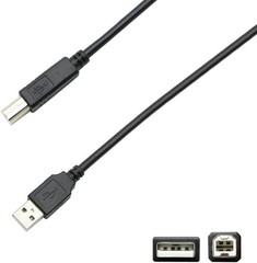 MIDI Controller USB Cable B Cord Compatible 3 meters, Black