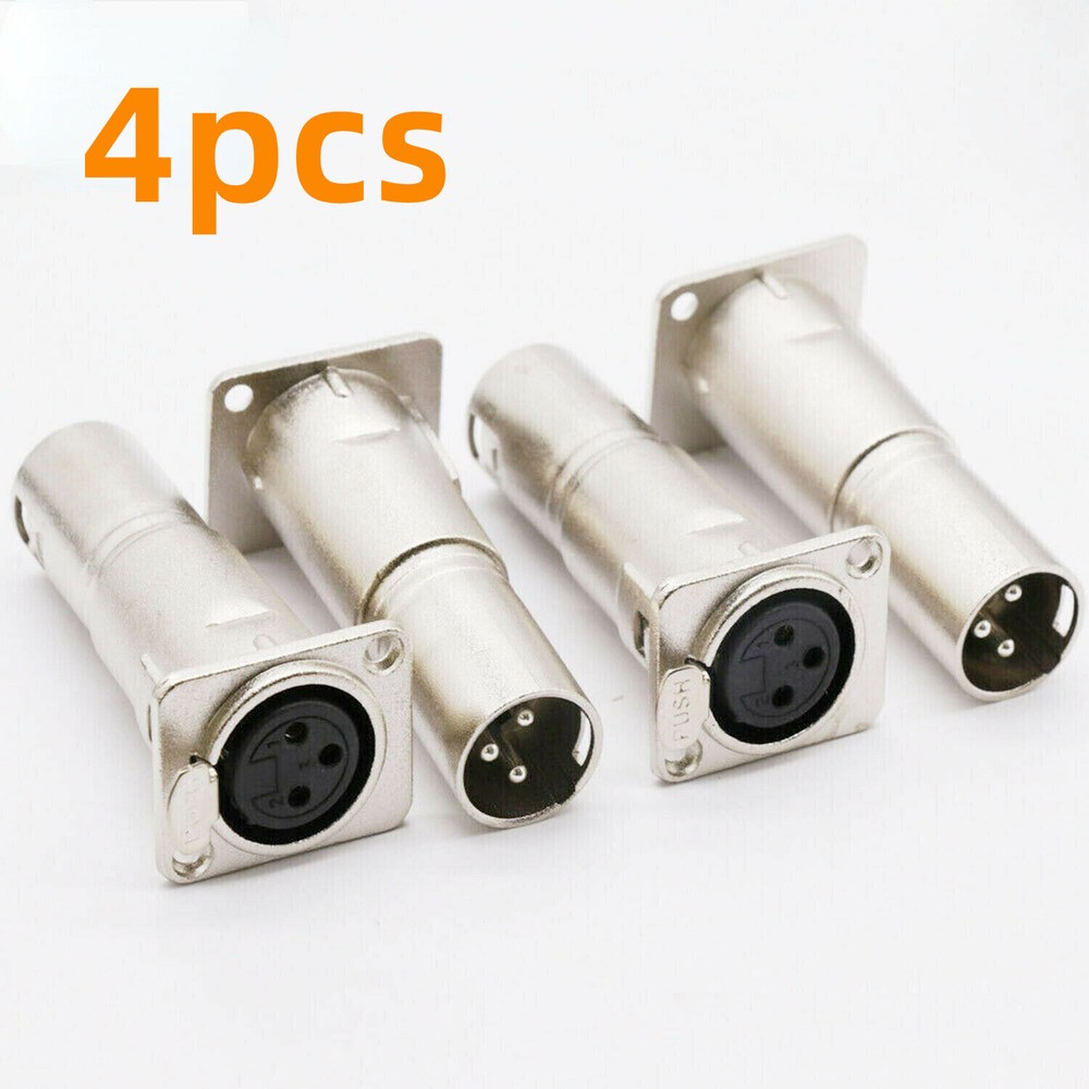 3 Pin XLR Female To Male Audio Pass Through Feed Panel Mount Connector Adapter