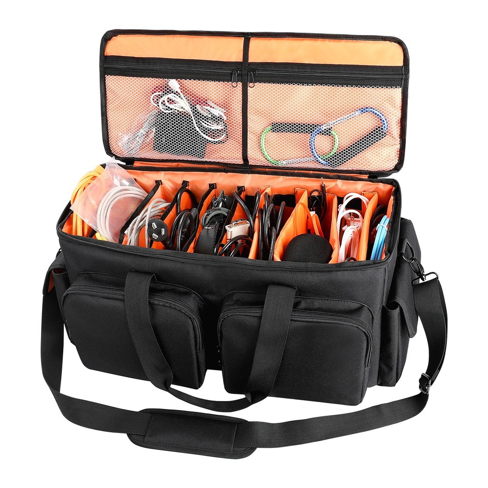 Saviour DJ Cable File Bag, Detachable Padded Bottom and Dividers, Travel Gig Bag