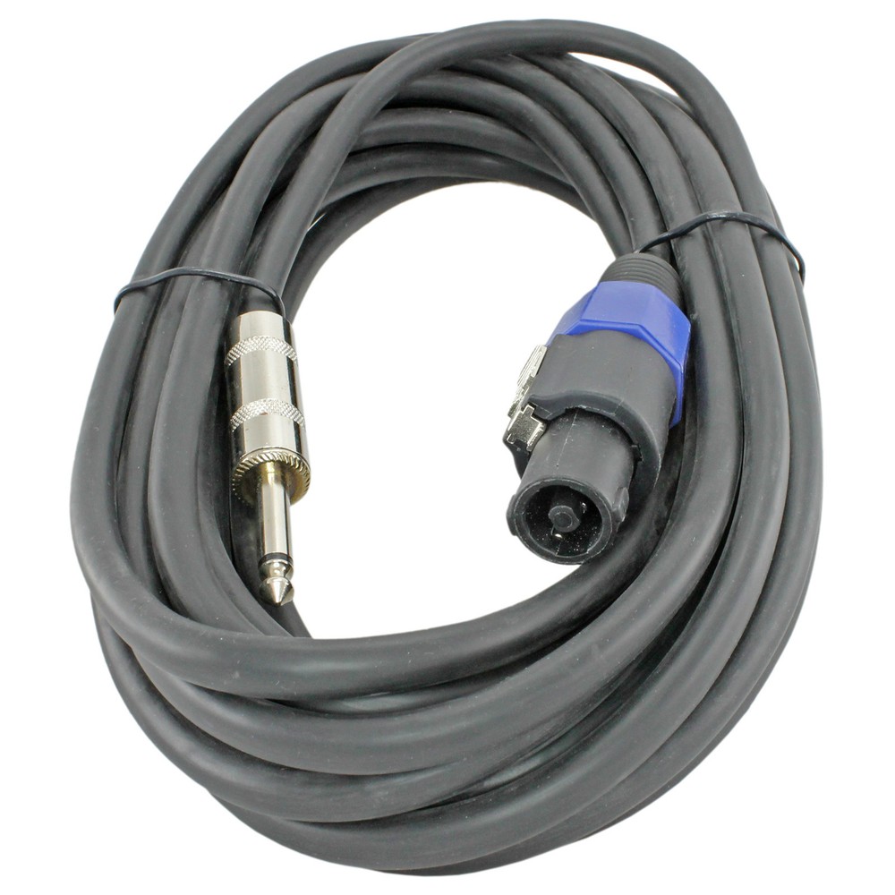 25 ft foot 1/4 to speakon compatible pro audio PA 12AWG ga gauge speaker cable