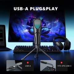 Mini USB Condenser Microphone Podcast Studio Recording Mic For PC Desktop Laptop