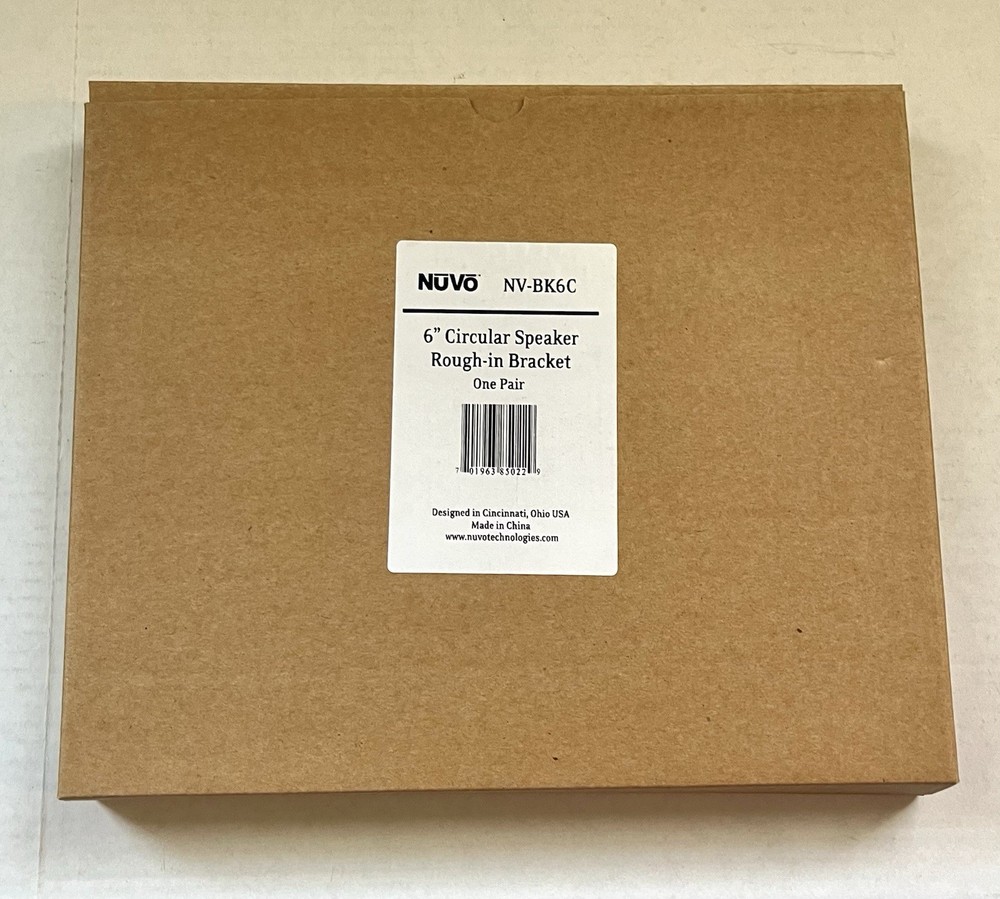 NuVo NV-BK6C 6 Inch Circular Speaker Rough-In Bracket Pair New In Box