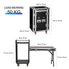 16 Space Pro Audio DJ Road Rack Case with Casters – 16U Pro Tour Grade Case HOT!