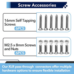 3-Pack 2Ft XLR Pass-Through Cable, Male to Female for Patch Panels and Stage Box