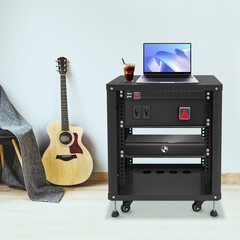 12U AV Rack Stand with Caster Wheels Network Stereo Recording Studio Rack