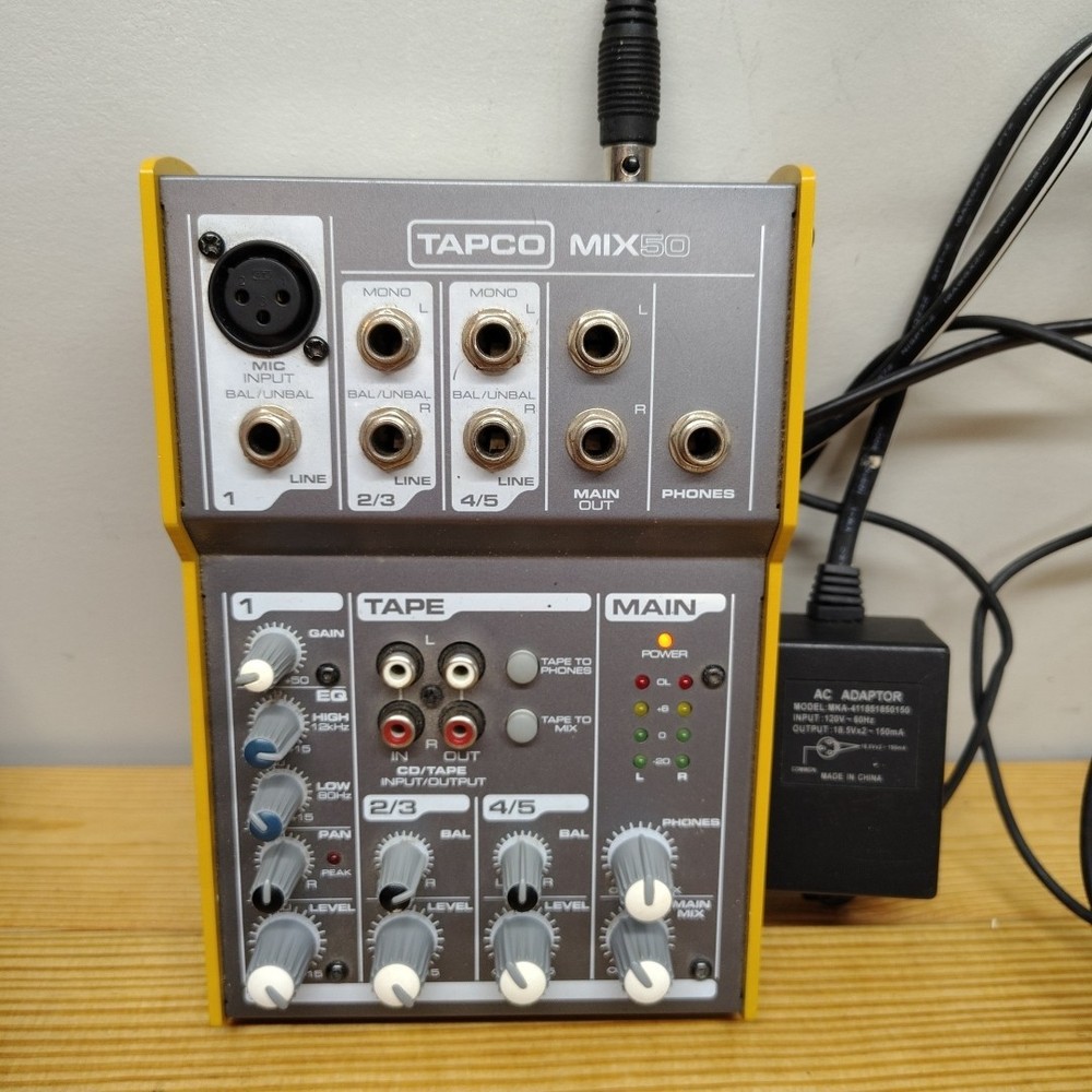 TAPCO Desktop Mixer, Yellow W/AC Adapter Mix50 Working