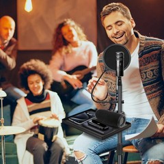 BILIONE Microphone Stand Tray with Crab Clamp, 10.6″ x 7.8″ Large Black