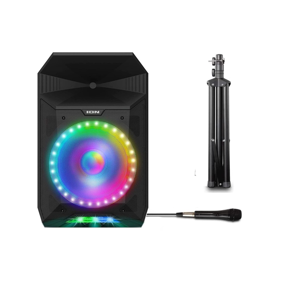 ION Audio – Bluetooth Speaker PA System Bundle with Microphone, Speaker Stand