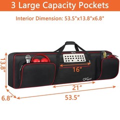 SNIGJAT 88 Key Keyboard Case Soft (Size: 88Key, 53.5″x13.8″x6.8″, Black+Red