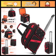 Rolling DJ Cable Bag with Wheels, Padded Gig Case for 15.6″ Laptop & Gear, Multi