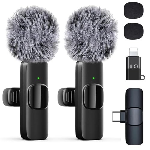 Wireless Microphone Mini Mic for iPhone/Android Phone, LED Display Lavalier Micr