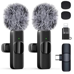 Wireless Microphone Mini Mic for iPhone/Android Phone, LED Display Lavalier Micr